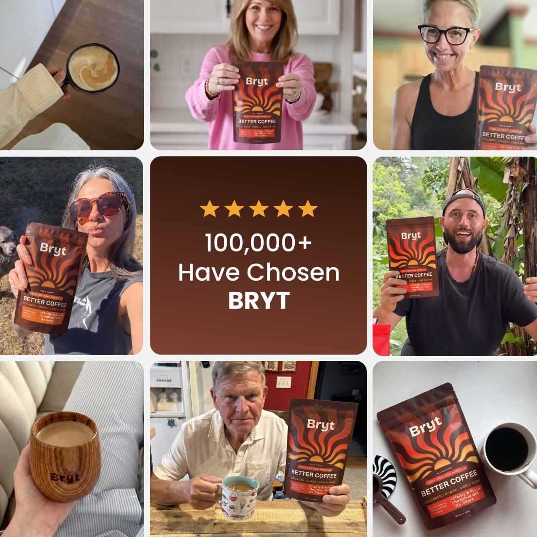 Bryt mushroom coffee customers – photos shared on the manufacturer's website
